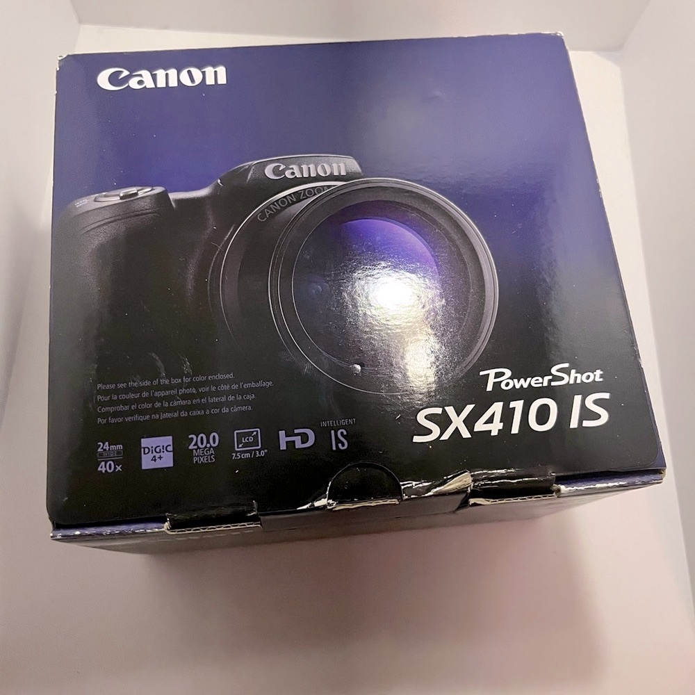 Canon PowerShot SX410 IS Black and Purple Box